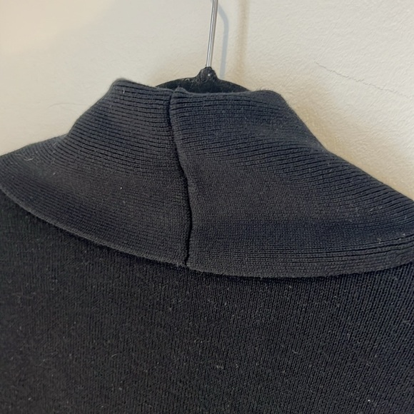 Chaps Womens Knit Wrap Black Sweater Dress Belted Adjustable Knee Length Large - Picture 15 of 16